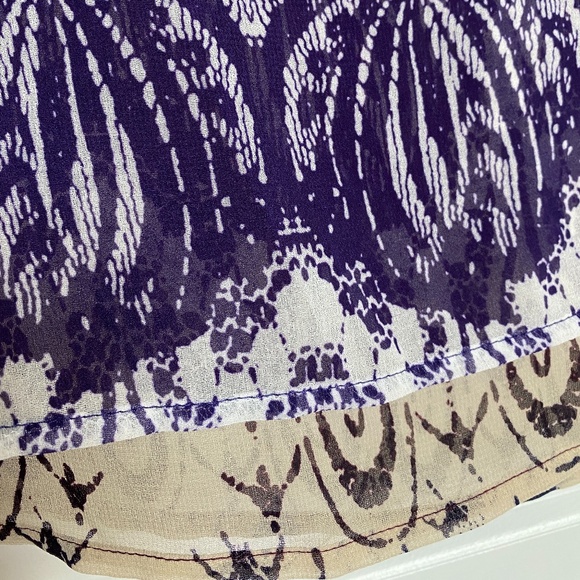 CAbi White Blue Purple Ombre Chiffon Blouse - Picture 6 of 9